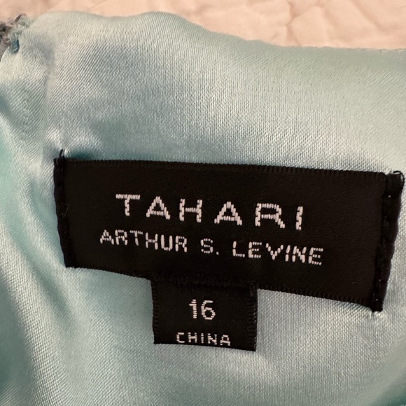 Tahari Arthur S Levine Mint Green Woven Cocktail Sheath Style Dress Size 16 - Picture 6 of 14